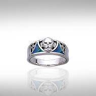 Skull Silver Ring with Inlay TR3661 - Jewelry